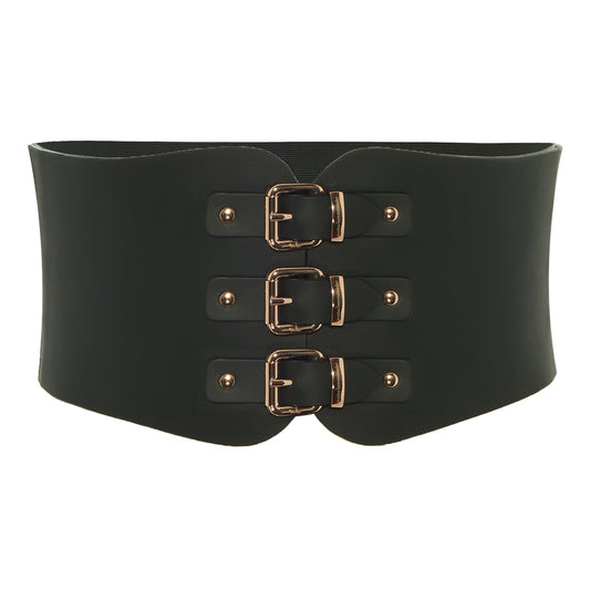 TRIPLE BUCKLE BELT - BLACK